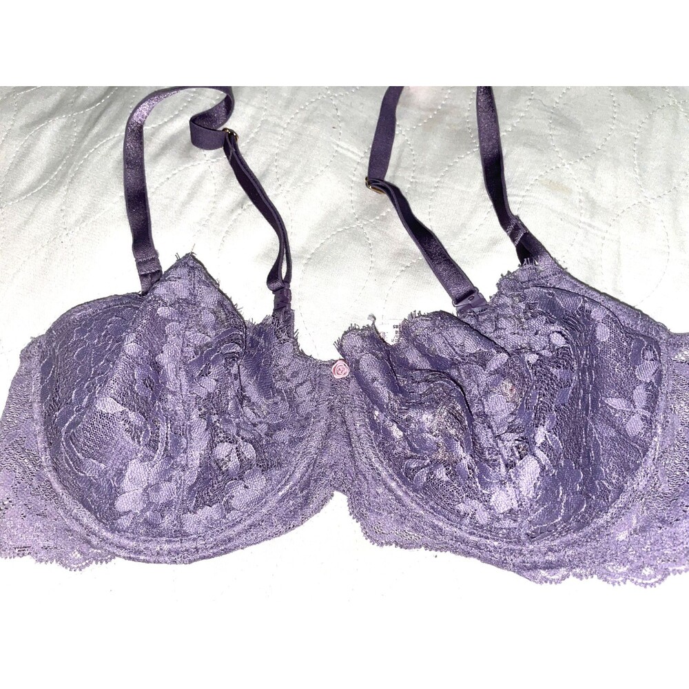 VICTORIA SECRET DREAM Angels PUSH UP without padding BRA Wicked Lace 38C Purple